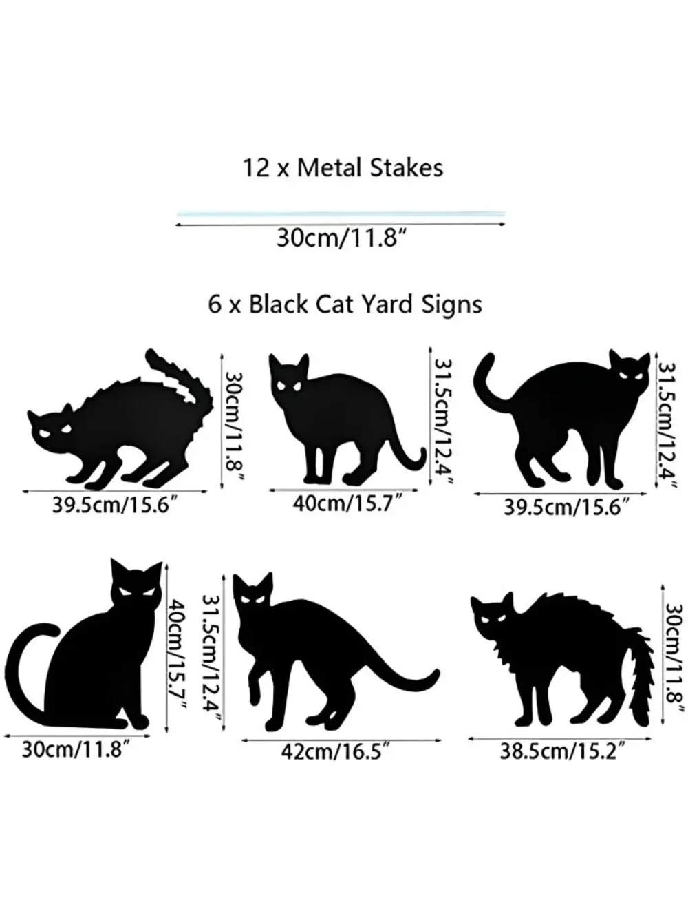 6 Pack Halloween Black Cat Yard Signs with Stakes Scary Silhouette